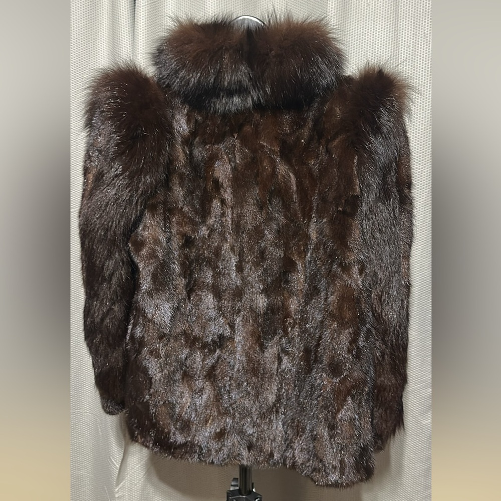 Mink and Fox Fur Coat Size Medium Size 10 - Picture 2 of 5